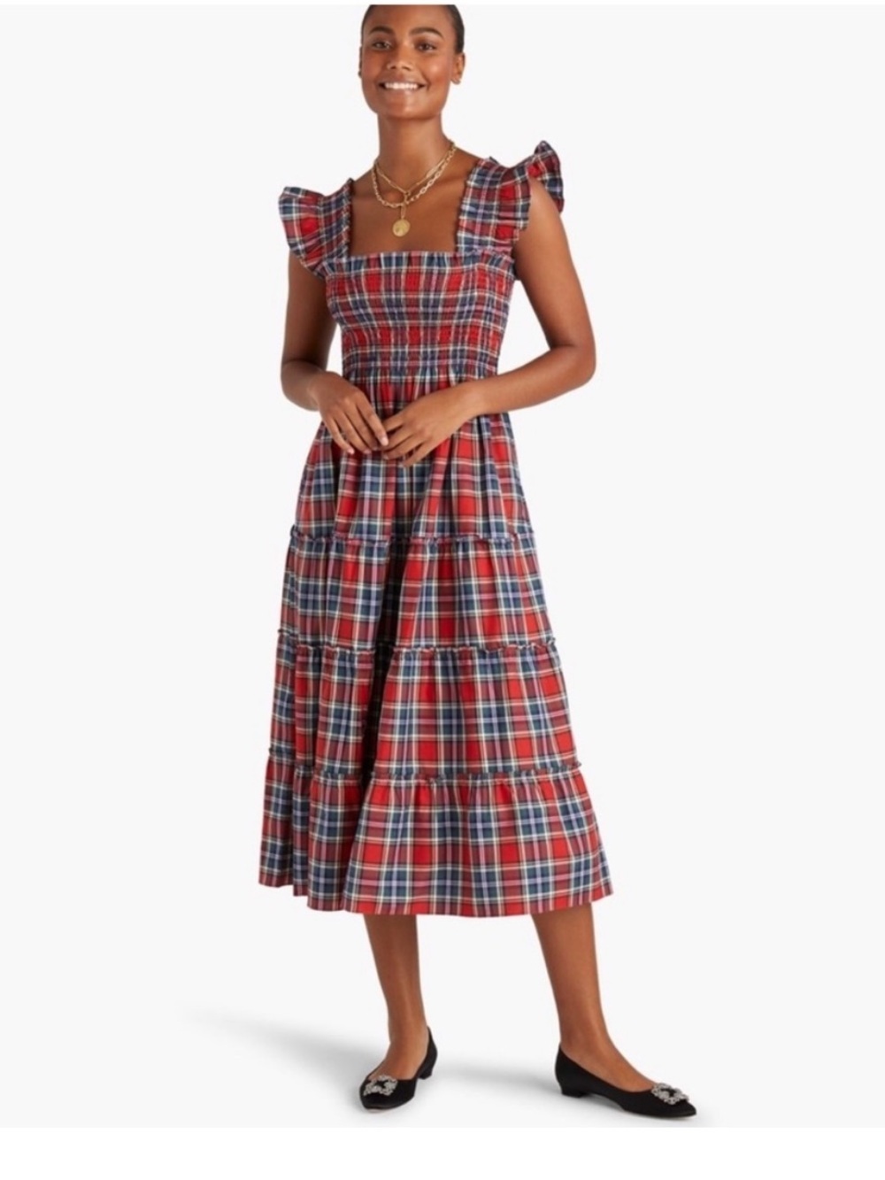 Hill House Home Ellie Red Tartan Plaid Nap Dress